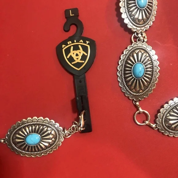 Ariat Silver Concho Belt with Blue Accents - Picture 3 of 4